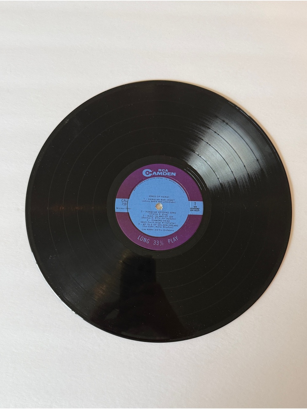 Any 3 for $50-Songs of Hawaii LP by Leo Addeo - Yellow & Blue Cover - Picture 4 of 4